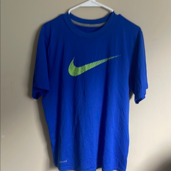 Nike Tops - Nike Blue T-Shirt with Green Logo (Bin U)​